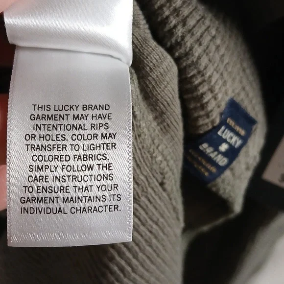 Lucky Brand Waffle Knit Thermal Long Sleeve Mens Medium Top NWT Gray - Picture 5 of 8